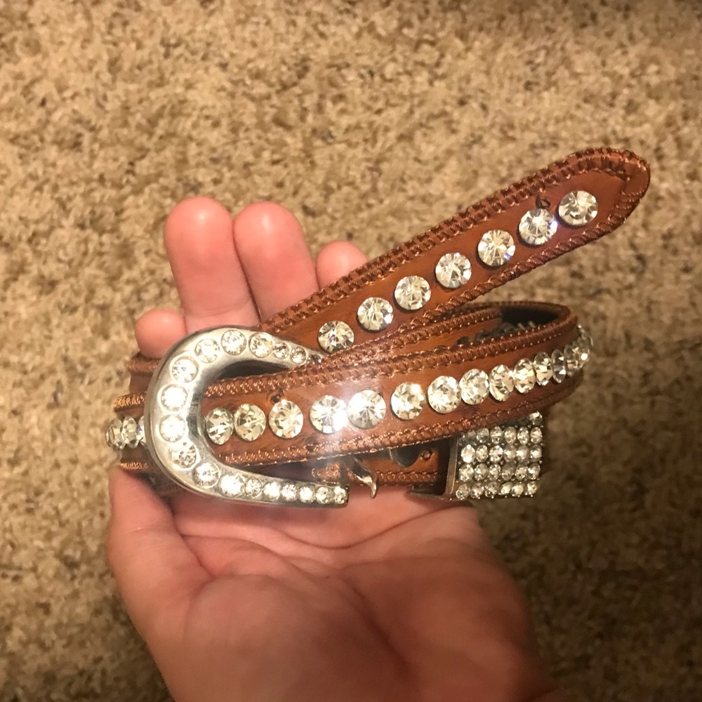 Jeweled leather belt